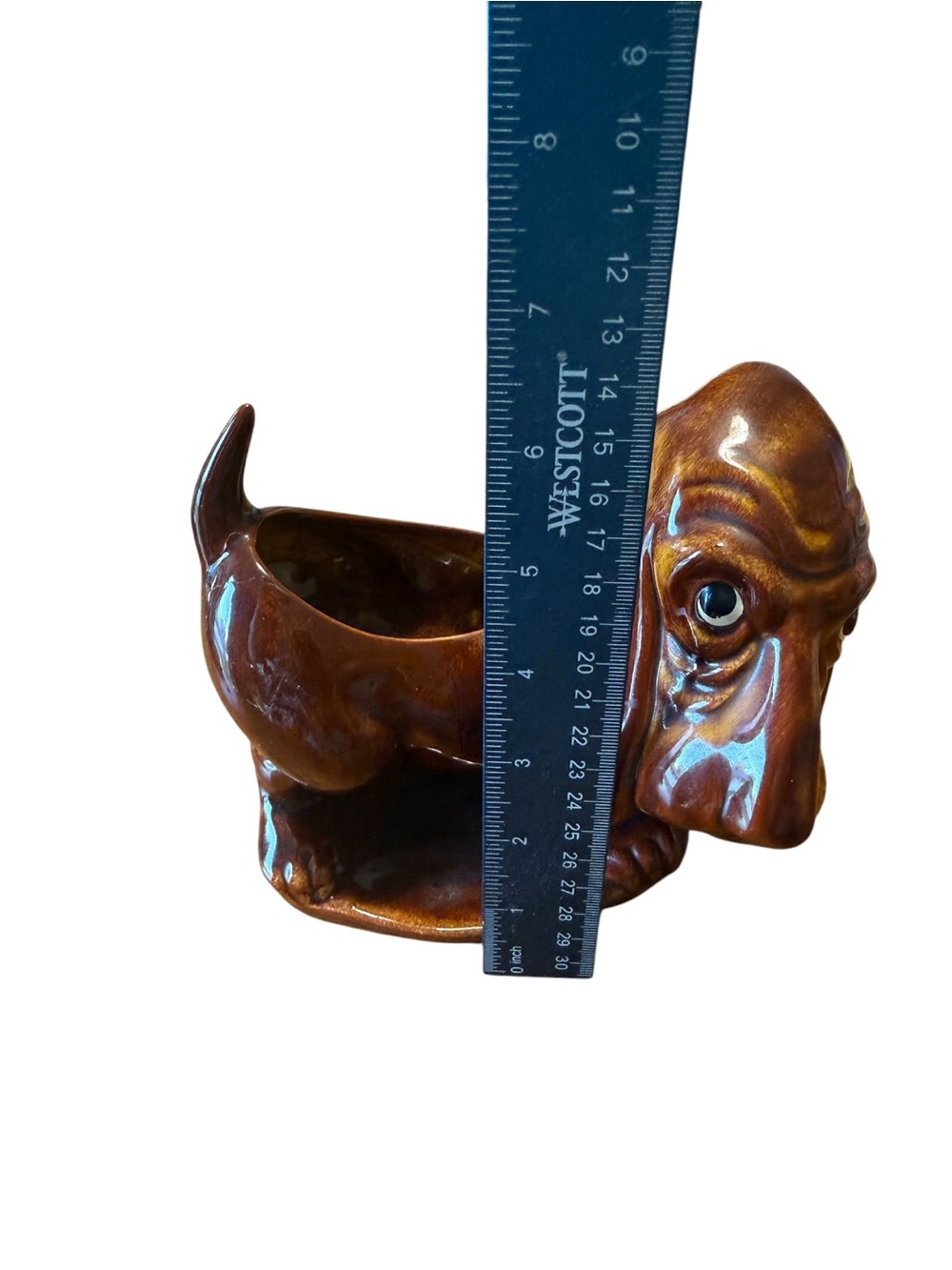 McFarlin Hickok Brown Basset Hound Puppy Dog Planter Ceramic Mid-Century Wear - Picture 8 of 10